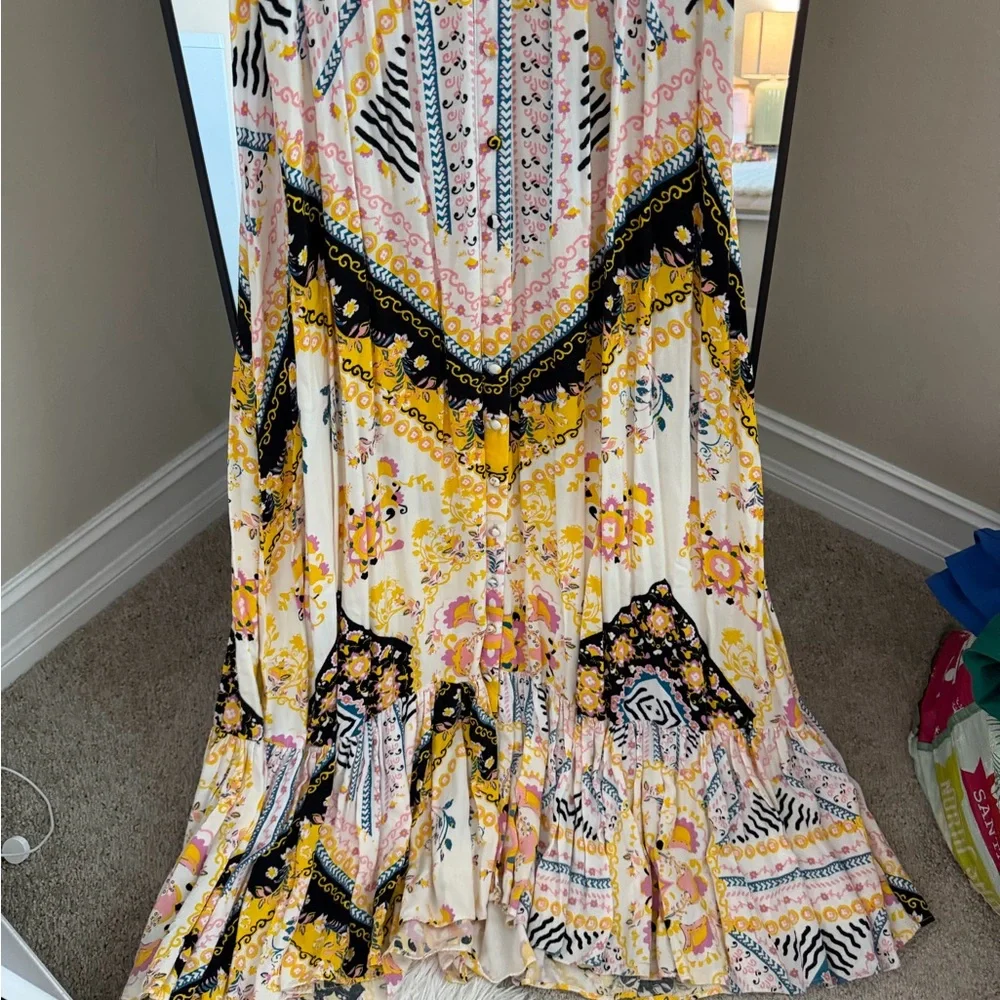 Free People Vibrant Yellow and Black Maxi Dress - Picture 3 of 10